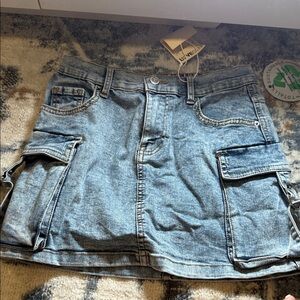 Denim Midi Skirt with Pockets